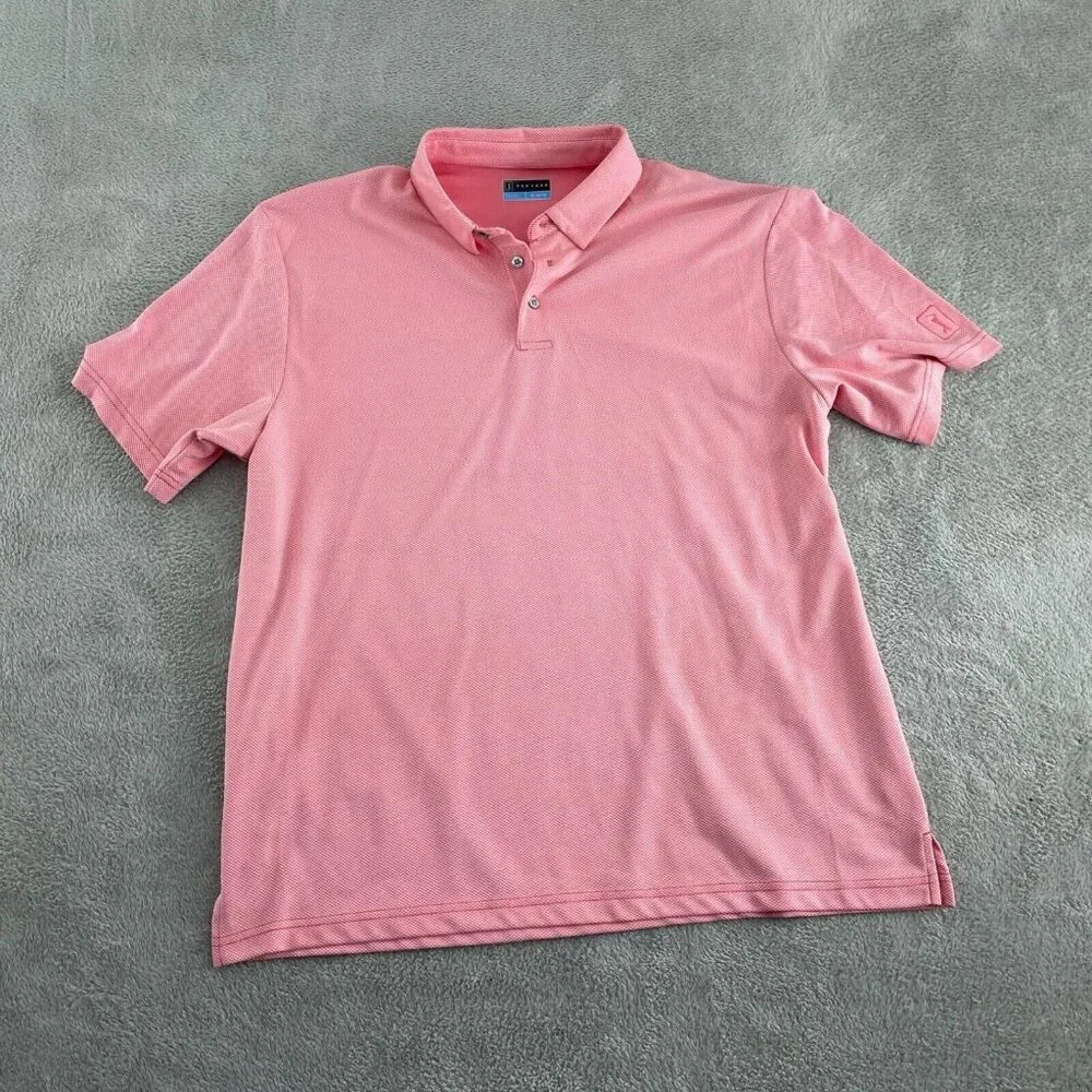 PGATOUR Mens Pink Polo Shirt XL Polyester Golf Apparel Short Sleeve 3610